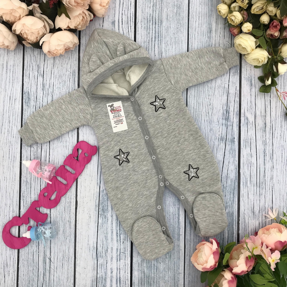 219-С. Комбинезон ясельный, хлопок 65%, 35% ПЭ, футер с начёсом 62.68,74