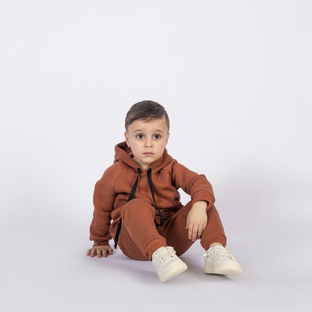 296-ТР. Свитшот с капюшоном  + Штаны, хлопок 65%, 35% ПЭ, 3-х нитка (начес) терракот 80,86,92