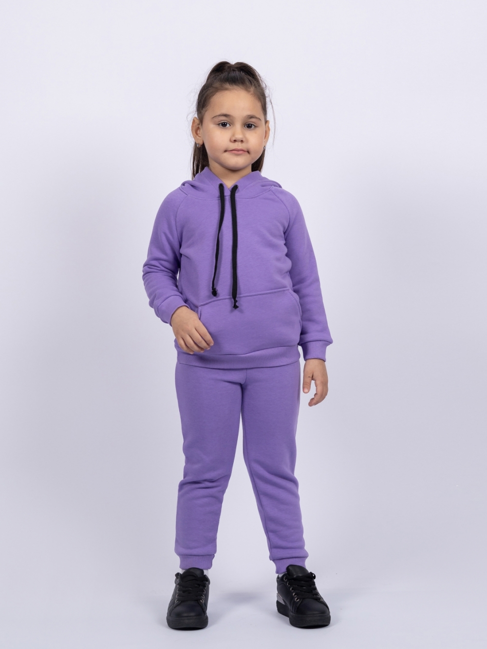 311-Л. Свитшот с капюшоном + Штаны, хлопок 65%, 35% ПЭ, 3-х нитка ( без начеса) лиловый 98,104,110,116