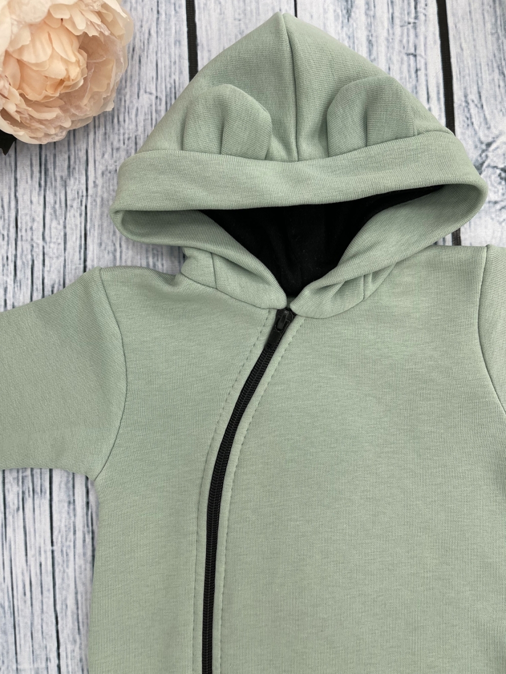 315-ОЛ. Комбинезон с капюшоном, хлопок 65%, 35% ПЭ, 3-х нитка без начеса + интерлок 62,68,74,80