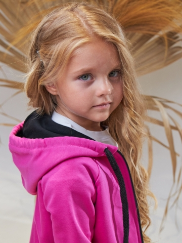 328-Ф. Костюм детский  на молнии, фуксия, хлопок 65%, 35% ПЭ, 3-х нитка без начеса 80,86,92