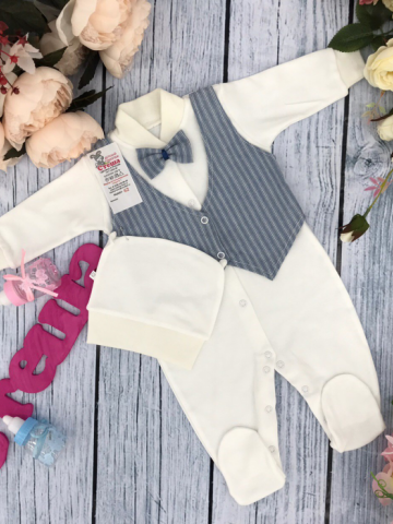 Купить оптом 224-Г. Комбинезон, хлопок 100% интерлок, "Жилет новый" голубая полоса в Будённовске