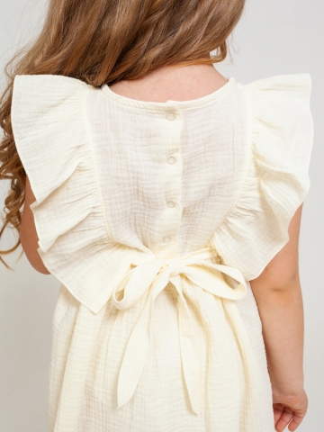 322-СЛ. Платье из муслина детское, хлопок 100% сливочный, р. 98,104,110,116