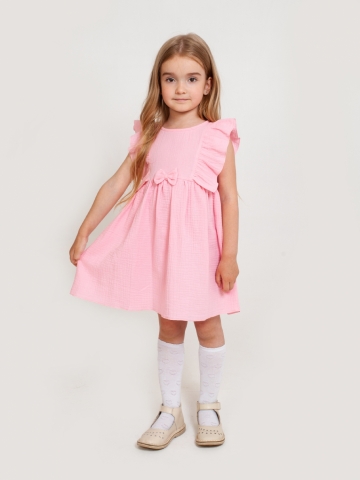 Купить 322-Р. Платье из муслина детское, хлопок 100% розовый, р. 98,104,110,116 в Будённовске