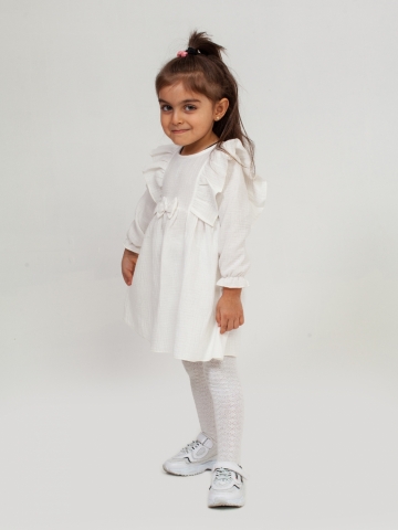 Купить 321-МО. Платье из муслина детское, хлопок 100% молочный, р. 98,104,110,116 в Будённовске