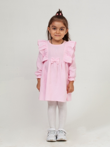 Купить 321-Р. Платье из муслина детское, хлопок 100% розовый, р. 98,104,110,116 в Будённовске