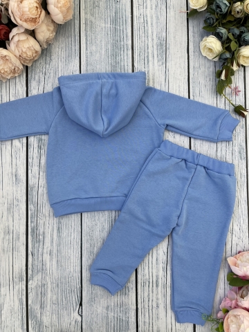 311-Г. Свитшот с капюшоном + Штаны, хлопок 65%, 35% ПЭ, 3-х нитка ( без начеса) голубой 122,128,134,140